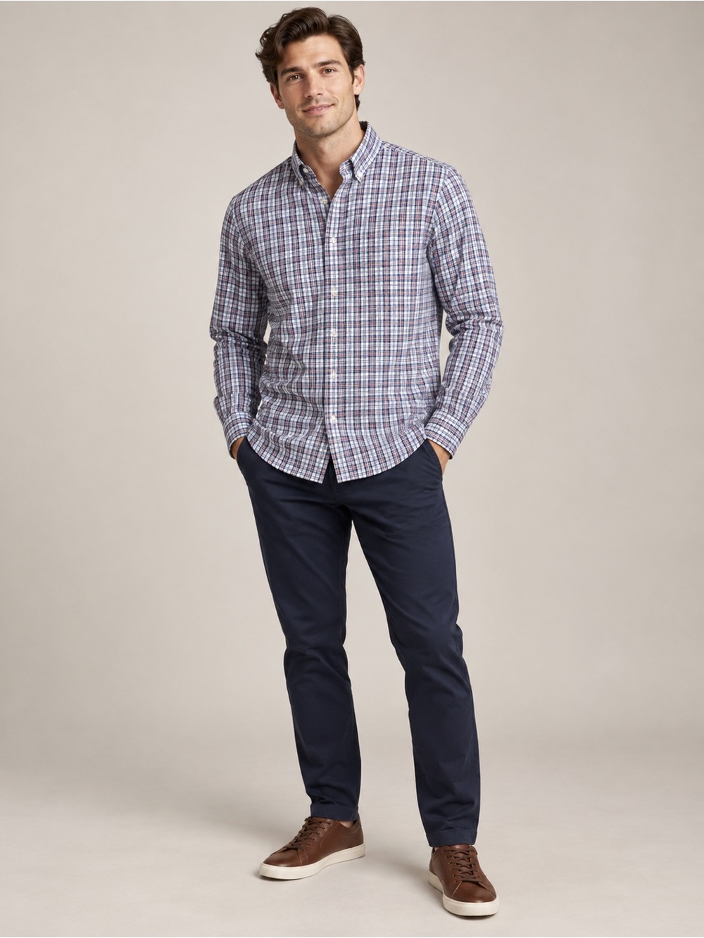 UNTUCKit Blue and Pink Plaid Button-Down Shirt Men’s L